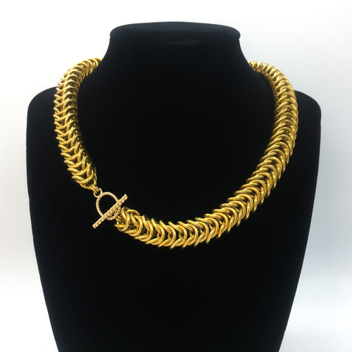 Gold Box Weave Collar Necklace Turkish Velvet